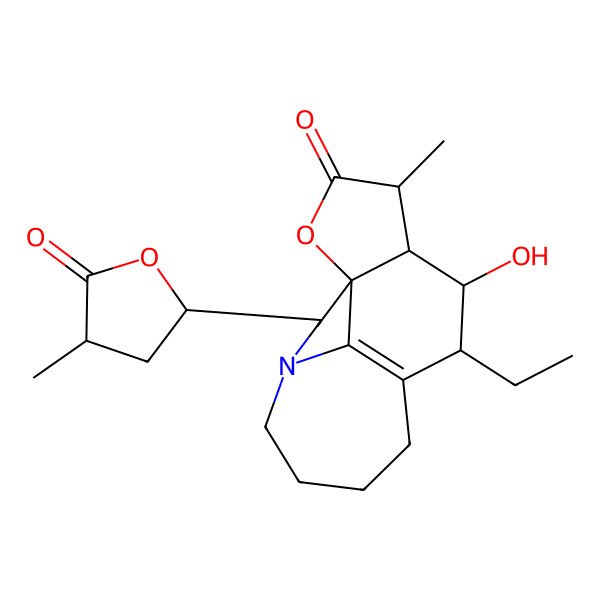 2D Structure of (3S,10R,11R,13S)-10-ethyl-11-hydroxy-13-methyl-3-[(2S,4S)-4-methyl-5-oxooxolan-2-yl]-15-oxa-4-azatetracyclo[7.6.1.01,12.04,16]hexadec-9(16)-en-14-one