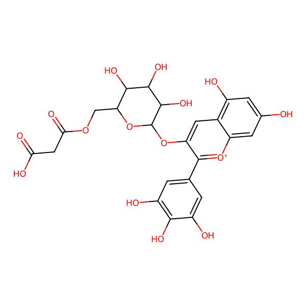 2D Structure of Delphinidin 3-(6''-malonylglucoside)