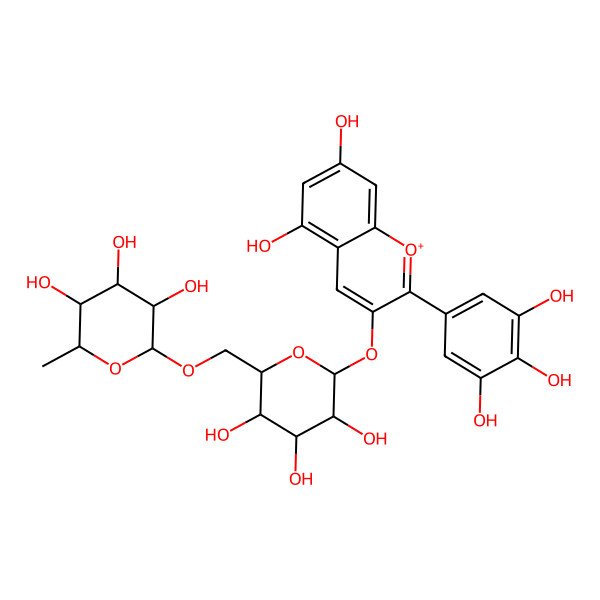 2D Structure of Delphinidin 3-(6-rhamnosylglucosuide)