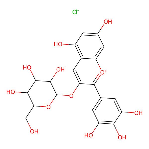 2D Structure of Delphinidin 3-glucoside chloride