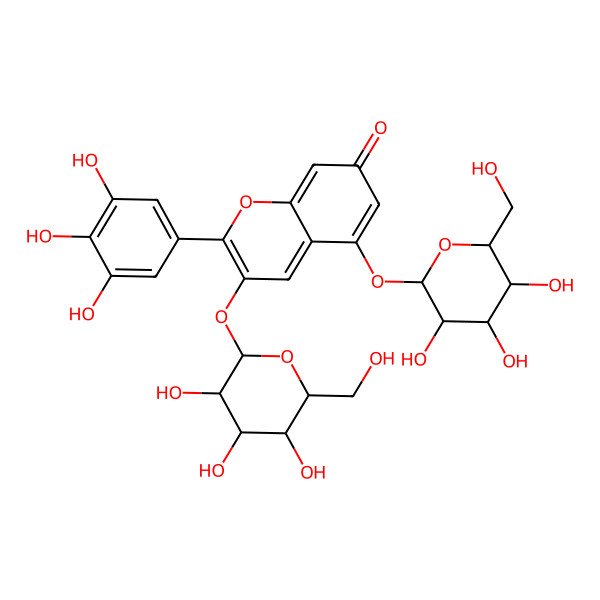 2D Structure of delphinidin 3-O-beta-D-glucoside-5-O-beta-D-glucoside betaine
