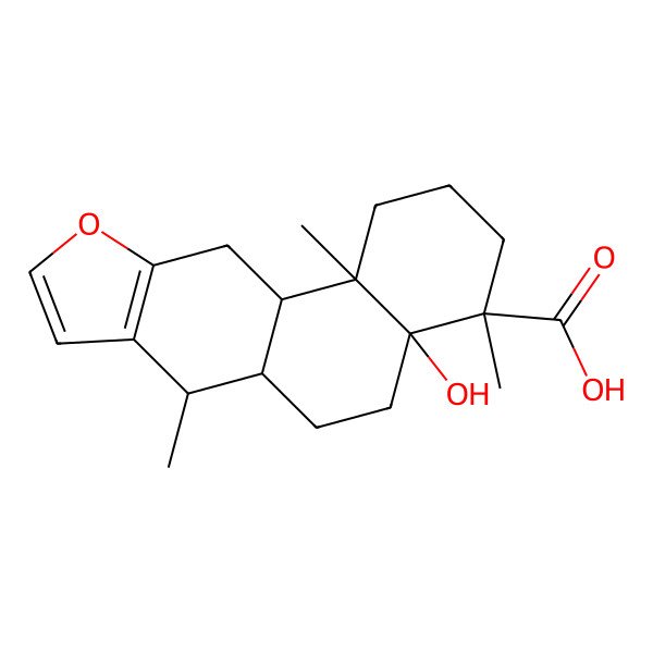 2D Structure of (4S,4aS,6aS,7R,11aS,11bR)-4a-hydroxy-4,7,11b-trimethyl-2,3,5,6,6a,7,11,11a-octahydro-1H-naphtho[2,1-f][1]benzofuran-4-carboxylic acid