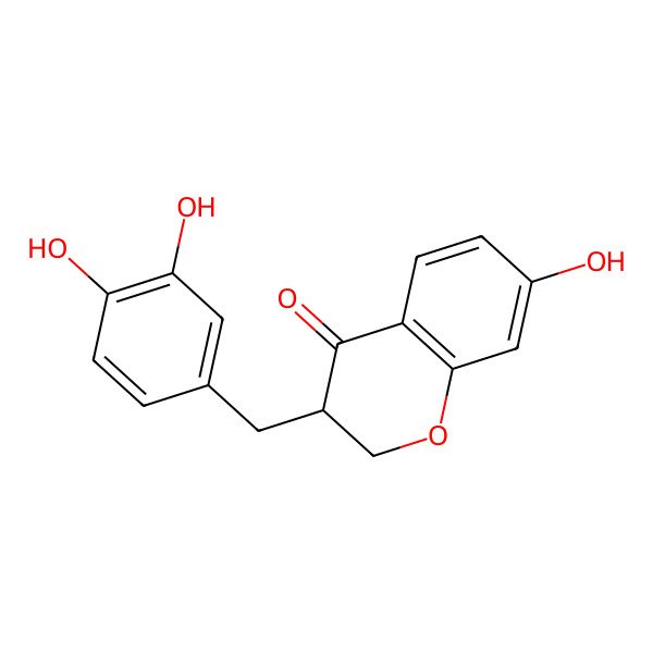 2D Structure of (3R)-3-[(3,4-dihydroxyphenyl)methyl]-7-hydroxy-2,3-dihydro-4H-1-benzopyran-4-one