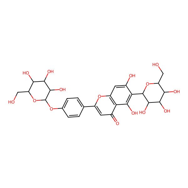 2D Structure of 5,7-dihydroxy-6-[(2S,4R,5S)-3,4,5-trihydroxy-6-(hydroxymethyl)oxan-2-yl]-2-[4-[(2S,4R,5S)-3,4,5-trihydroxy-6-(hydroxymethyl)oxan-2-yl]oxyphenyl]chromen-4-one