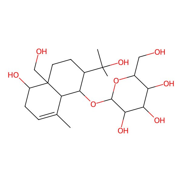 2D Structure of (2R,3R,4S,5S,6R)-2-[[(1S,2R,4aS,5S,8aR)-5-hydroxy-4a-(hydroxymethyl)-2-(2-hydroxypropan-2-yl)-8-methyl-2,3,4,5,6,8a-hexahydro-1H-naphthalen-1-yl]oxy]-6-(hydroxymethyl)oxane-3,4,5-triol