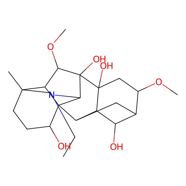 2D Structure of (1S,2R,3R,4S,5S,6S,8R,9S,10S,13R,16S,17R,18S)-11-ethyl-6,18-dimethoxy-13-methyl-11-azahexacyclo[7.7.2.12,5.01,10.03,8.013,17]nonadecane-4,8,9,16-tetrol