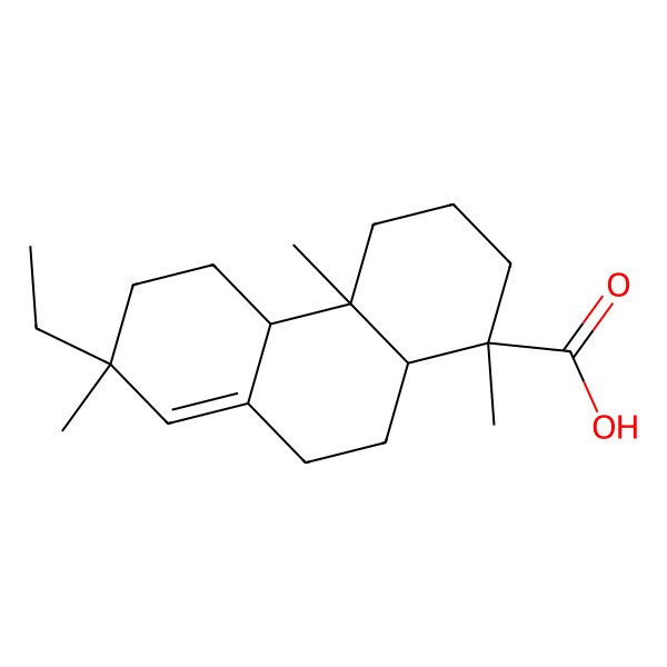 2D Structure of (1R,4aR,4bS,7S,10aR)-7-ethyl-1,4a,7-trimethyl-3,4,4b,5,6,9,10,10a-octahydro-2H-phenanthrene-1-carboxylic acid