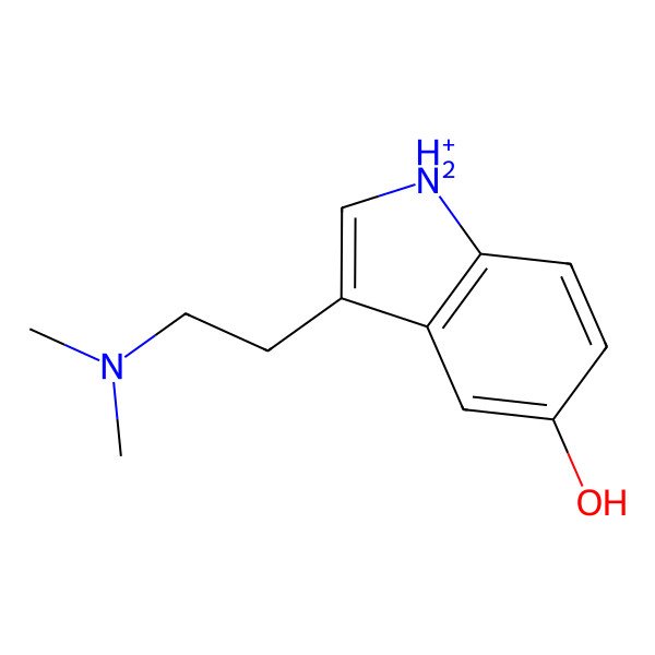 2D Structure of Dimethyl[2-(5-hydroxy-1H-indole-3-yl)ethyl]aminium