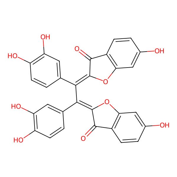 2D Structure of (2Z)-2-[(2Z)-1,2-bis(3,4-dihydroxyphenyl)-2-(6-hydroxy-3-oxo-1-benzofuran-2-ylidene)ethylidene]-6-hydroxy-1-benzofuran-3-one