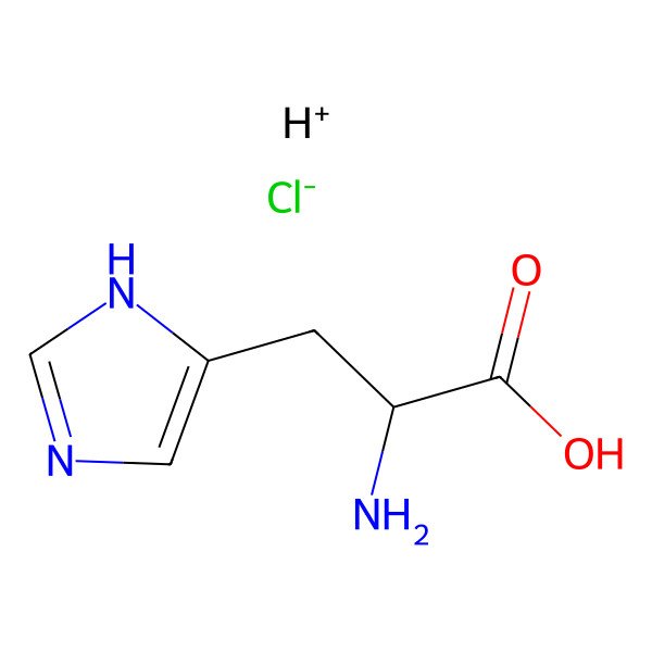 2D Structure of 2-amino-3-(1H-imidazol-5-yl)propanoic acid;hydron;chloride