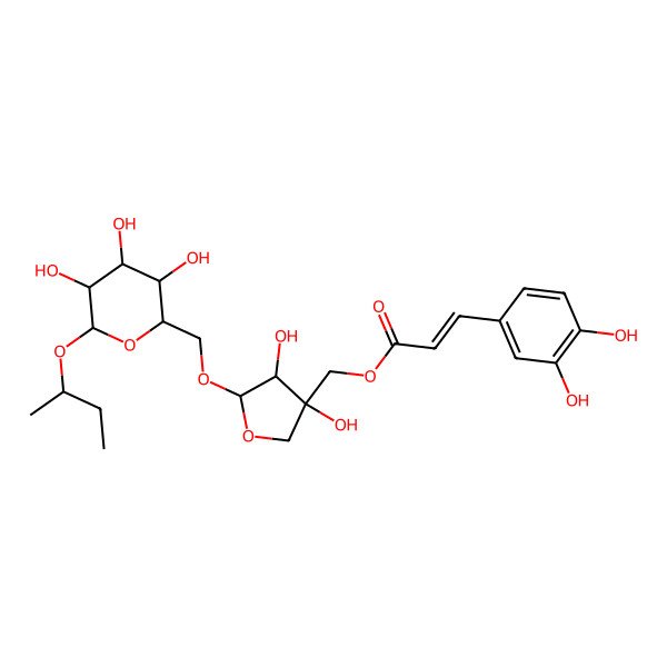 2D Structure of [(3S,4R,5R)-5-[[(2R,3S,4S,5R,6R)-6-[(2S)-butan-2-yl]oxy-3,4,5-trihydroxyoxan-2-yl]methoxy]-3,4-dihydroxyoxolan-3-yl]methyl (E)-3-(3,4-dihydroxyphenyl)prop-2-enoate