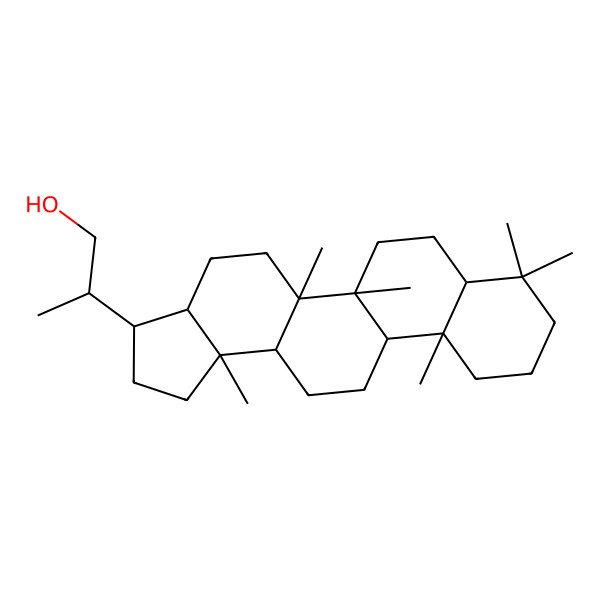 2D Structure of (2S)-2-[(3S,3aS,5aR,5bR,7aS,11aS,11bR,13aR,13bS)-5a,5b,8,8,11a,13b-hexamethyl-1,2,3,3a,4,5,6,7,7a,9,10,11,11b,12,13,13a-hexadecahydrocyclopenta[a]chrysen-3-yl]propan-1-ol