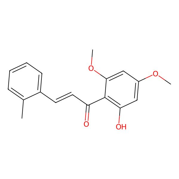 2D Structure of (E)-1-(2-hydroxy-4,6-dimethoxyphenyl)-3-(2-methylphenyl)prop-2-en-1-one 2D Structure of (E)-1-(2-hydroxy-4,6-dimethoxyphenyl)-3-(2-methylphenyl)prop-2-en-1-one