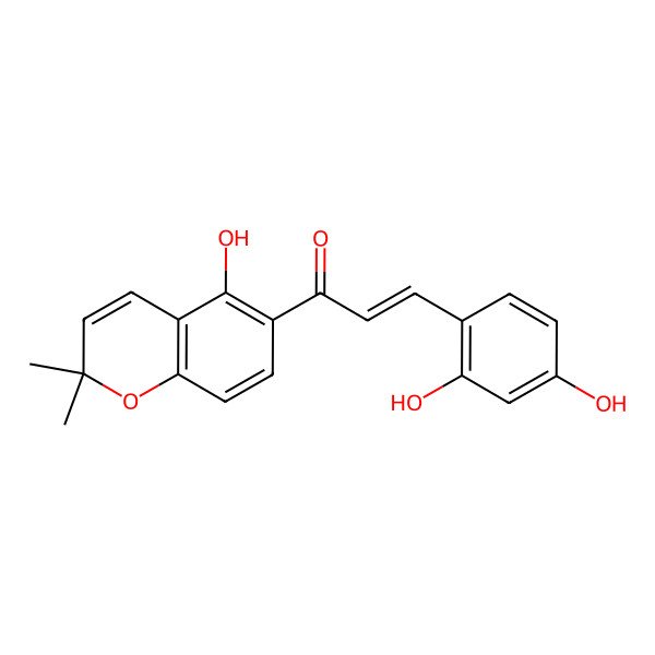2D Structure of (E)-1-(5-Hydroxy-2,2-dimethyl-2H-1-benzopyran-6-yl)-3-(2,4-dihydroxyphenyl)-2-propene-1-one