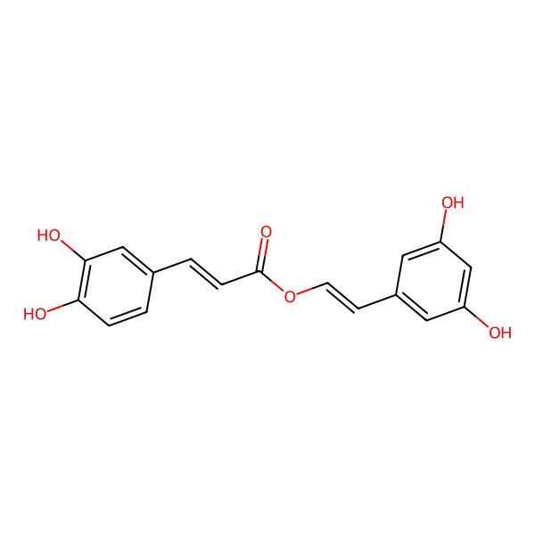 2D Structure of [(E)-2-(3,5-dihydroxyphenyl)ethenyl] (E)-3-(3,4-dihydroxyphenyl)prop-2-enoate