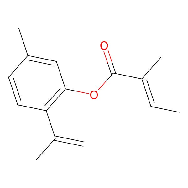 2D Structure of (E)-2-Methyl-2-butenoic acid 2-isopropenyl-5-methylphenyl ester 2D Structure of (E)-2-Methyl-2-butenoic acid 2-isopropenyl-5-methylphenyl ester