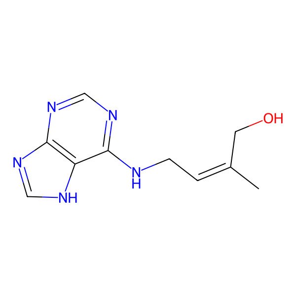 2D Structure of (E)-2-methyl-4-[(2-tritio-7H-purin-6-yl)amino]but-2-en-1-ol
