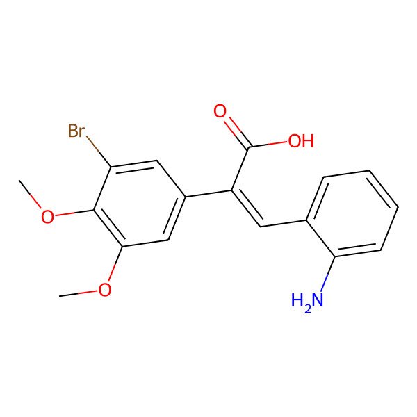 2D Structure of (E)-3-(2-aminophenyl)-2-(3-bromo-4,5-dimethoxyphenyl)prop-2-enoic acid