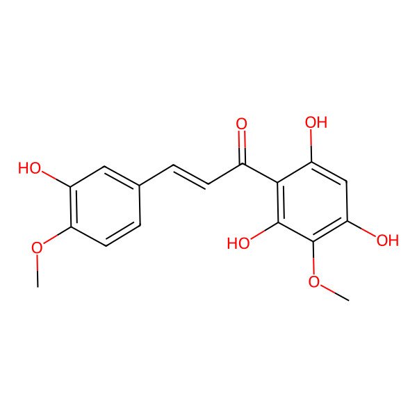 2D Structure of (E)-3-(3-hydroxy-4-methoxyphenyl)-1-(2,4,6-trihydroxy-3-methoxyphenyl)prop-2-en-1-one 2D Structure of (E)-3-(3-hydroxy-4-methoxyphenyl)-1-(2,4,6-trihydroxy-3-methoxyphenyl)prop-2-en-1-one