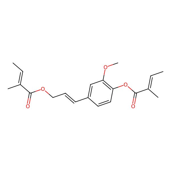2D Structure of [(E)-3-[3-methoxy-4-[(Z)-2-methylbut-2-enoyl]oxyphenyl]prop-2-enyl] (Z)-2-methylbut-2-enoate