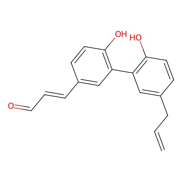 2D Structure of (E)-3-[4-hydroxy-3-(2-hydroxy-5-prop-2-enylphenyl)phenyl]prop-2-enal