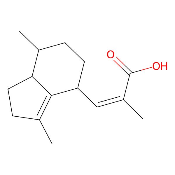 2D Structure of (E)-3-[(4R,7S)-3,7-dimethyl-2,4,5,6,7,7a-hexahydro-1H-inden-4-yl]-2-methylprop-2-enoic acid