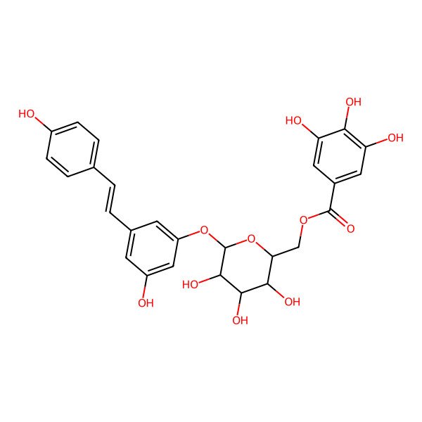 2D Structure of (E)-Resveratrol 3-(6''-galloyl)-O-beta-D-glucopyranoside