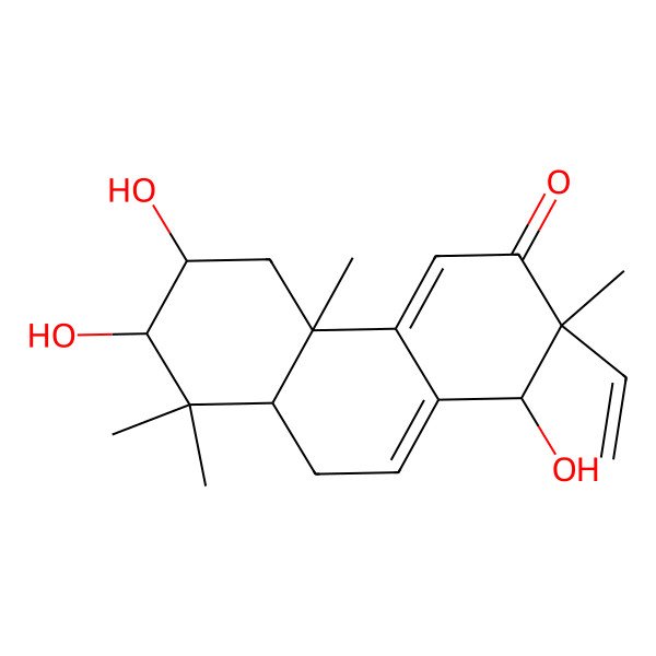 2D Structure of (1R,2R,4bR,6R,7R,8aS)-2-ethenyl-1,6,7-trihydroxy-2,4b,8,8-tetramethyl-1,5,6,7,8a,9-hexahydrophenanthren-3-one