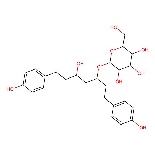 2D Structure of (2R,3R,4S,5S,6R)-2-[(3R,5R)-5-hydroxy-1,7-bis(4-hydroxyphenyl)heptan-3-yl]oxy-6-(hydroxymethyl)oxane-3,4,5-triol