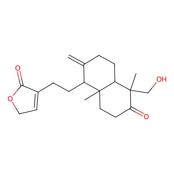 2D Structure of 4-[2-[(1R,4aS,5R,8aS)-5-(hydroxymethyl)-5,8a-dimethyl-2-methylidene-6-oxo-1,3,4,4a,7,8-hexahydronaphthalen-1-yl]ethyl]-2H-furan-5-one