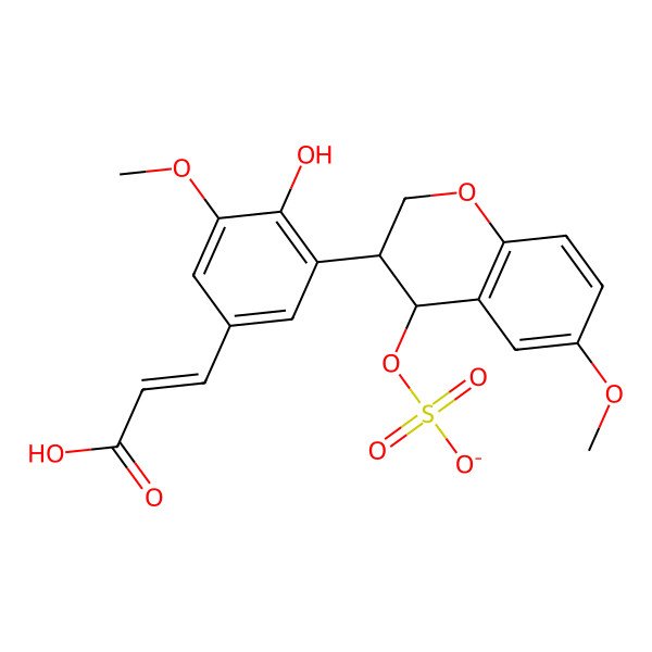 2D Structure of [3-[5-[(E)-2-carboxyethenyl]-2-hydroxy-3-methoxyphenyl]-6-methoxy-3,4-dihydro-2H-chromen-4-yl] sulfate