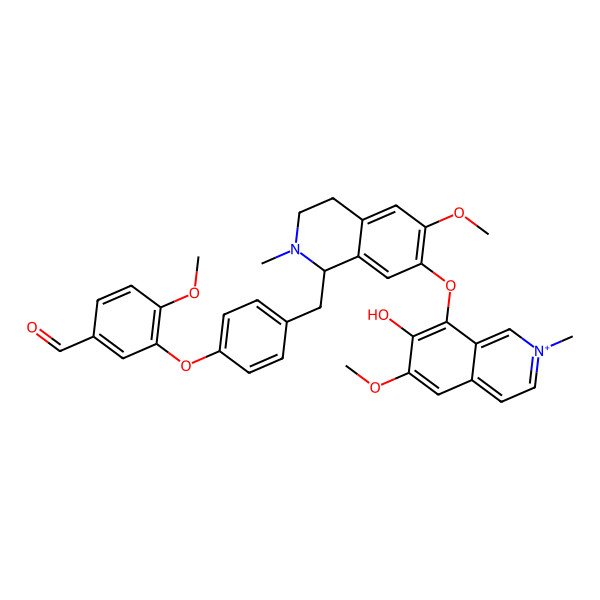 2D Structure of 3-[4-[[(1S)-7-(7-hydroxy-6-methoxy-2-methylisoquinolin-2-ium-8-yl)oxy-6-methoxy-2-methyl-3,4-dihydro-1H-isoquinolin-1-yl]methyl]phenoxy]-4-methoxybenzaldehyde