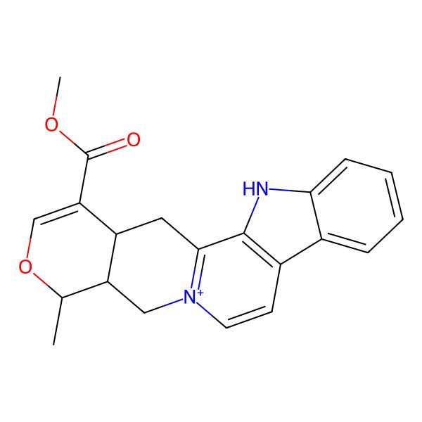 2D Structure of Methyl 16-methyl-17-oxa-3-aza-13-azoniapentacyclo[11.8.0.02,10.04,9.015,20]henicosa-1(13),2(10),4,6,8,11,18-heptaene-19-carboxylate