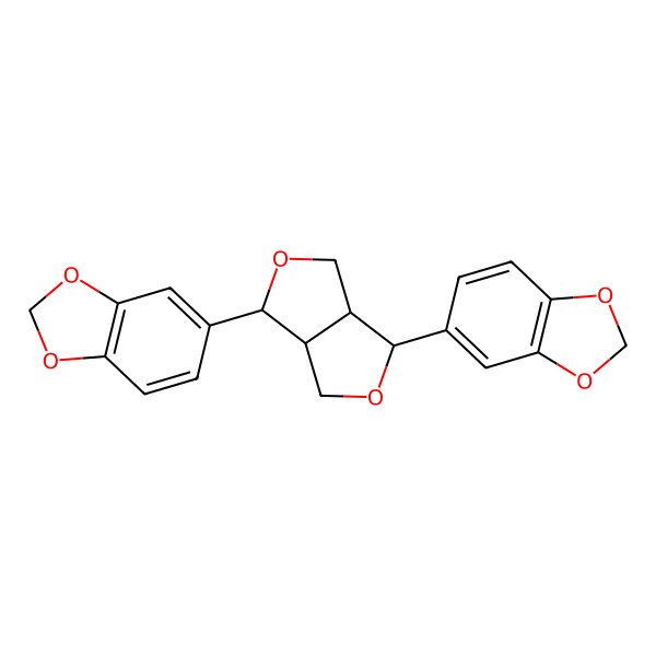 2D Structure of 5-[(3aR,6R,6aR)-3-(1,3-benzodioxol-5-yl)-1,3,3a,4,6,6a-hexahydrofuro[3,4-c]furan-6-yl]-1,3-benzodioxole