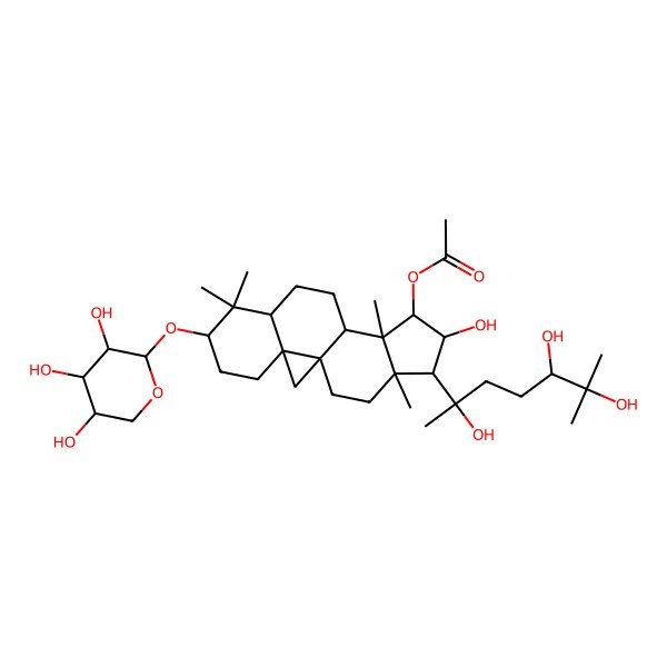 2D Structure of [(1S,3R,6S,12S,13R,14R,16R)-14-hydroxy-7,7,12,16-tetramethyl-15-[(5R)-2,5,6-trihydroxy-6-methylheptan-2-yl]-6-[(2S,3R,4S,5R)-3,4,5-trihydroxyoxan-2-yl]oxy-13-pentacyclo[9.7.0.01,3.03,8.012,16]octadecanyl] acetate