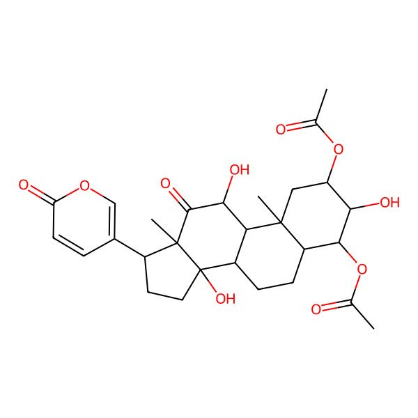 2D Structure of 2alpha,4beta-Diacetoxy-3beta,11alpha,14beta-trihydroxy-12-oxo-20,21,22,23-tetradehydro-5alpha-bufanolide