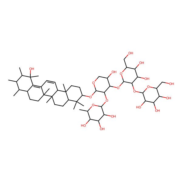 2D Structure of (2S,3R,4R,5S,6S)-2-[(2S,3R,4S,5R)-2-[[(6aR,6bS,9R,10S,11R,12R,14bS)-12-hydroxy-4,4,6a,6b,9,10,11,12,14b-nonamethyl-2,3,4a,5,6,7,8,8a,9,10,11,14a-dodecahydro-1H-picen-3-yl]oxy]-4-[(2S,3R,4S,5S,6R)-4,5-dihydroxy-6-(hydroxymethyl)-3-[(2S,3R,4S,5S,6R)-3,4,5-trihydroxy-6-(hydroxymethyl)oxan-2-yl]oxyoxan-2-yl]oxy-5-hydroxyoxan-3-yl]oxy-6-methyloxane-3,4,5-triol