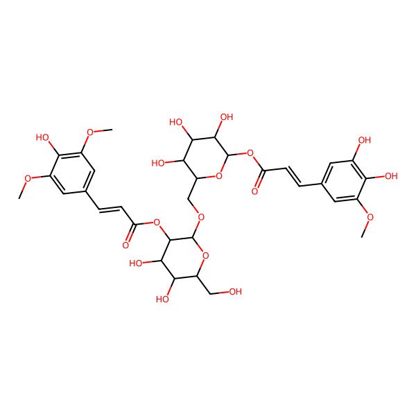 2D Structure of [(2S,3R,4S,5S,6R)-6-[[(2R,3R,4S,5S,6R)-4,5-dihydroxy-3-[(E)-3-(4-hydroxy-3,5-dimethoxyphenyl)prop-2-enoyl]oxy-6-(hydroxymethyl)oxan-2-yl]oxymethyl]-3,4,5-trihydroxyoxan-2-yl] (E)-3-(3,4-dihydroxy-5-methoxyphenyl)prop-2-enoate