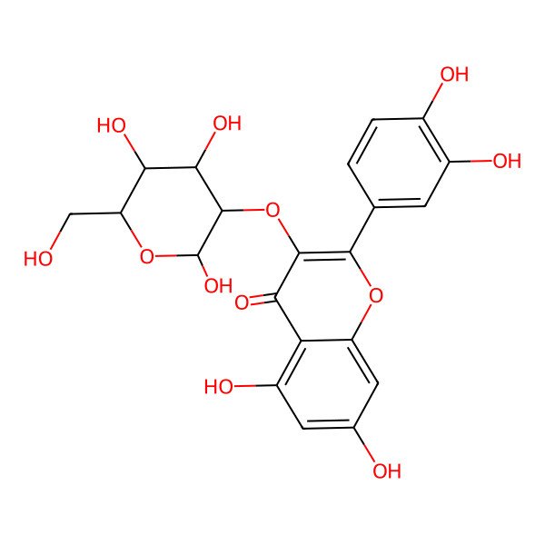 2D Structure of 2-(3,4-Dihydroxyphenyl)-5,7-dihydroxy-3-[2,4,5-trihydroxy-6-(hydroxymethyl)oxan-3-yl]oxychromen-4-one