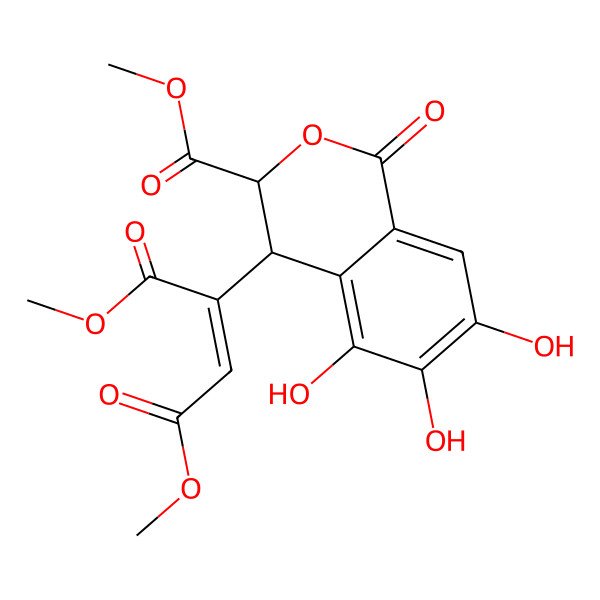 2D Structure of dimethyl (Z)-2-[(3S,4R)-5,6,7-trihydroxy-3-methoxycarbonyl-1-oxo-3,4-dihydroisochromen-4-yl]but-2-enedioate