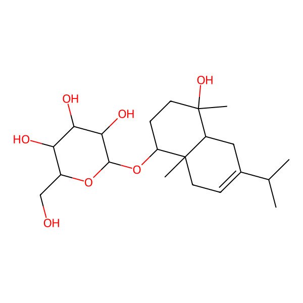 2D Structure of [(1R)-4alpha-Hydroxy-4,8aalpha-dimethyl-6-isopropyl-1,2,3,4,4abeta,5,8,8a-octahydronaphthalene-1alpha-yl]beta-D-glucopyranoside