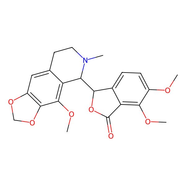 2D Structure of 6,7-dimethoxy-3-[(5R)-4-methoxy-6-methyl-7,8-dihydro-5H-[1,3]dioxolo[4,5-g]isoquinolin-5-yl]-3H-isobenzofuran-1-one