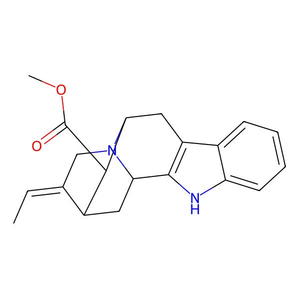 2D Structure of Methyl (12R,14S,15Z)-15-ethylidene-3,17-diazapentacyclo[12.3.1.02,10.04,9.012,17]octadeca-2(10),4,6,8-tetraene-13-carboxylate