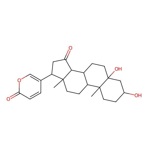 2D Structure of 5-[(3S,5S,8R,9S,10R,13R,14S,17S)-3,5-dihydroxy-10,13-dimethyl-15-oxo-2,3,4,6,7,8,9,11,12,14,16,17-dodecahydro-1H-cyclopenta[a]phenanthren-17-yl]pyran-2-one