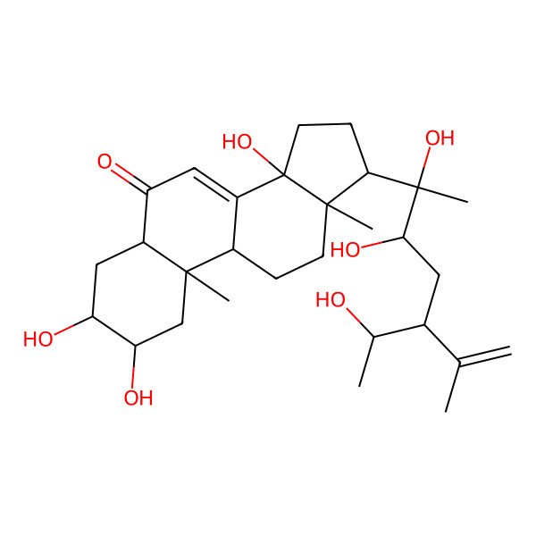 2D Structure of (2S,3R,5R,10R,13R,17S)-17-[(2R)-2,3-dihydroxy-5-(1-hydroxyethyl)-6-methylhept-6-en-2-yl]-2,3,14-trihydroxy-10,13-dimethyl-2,3,4,5,9,11,12,15,16,17-decahydro-1H-cyclopenta[a]phenanthren-6-one
