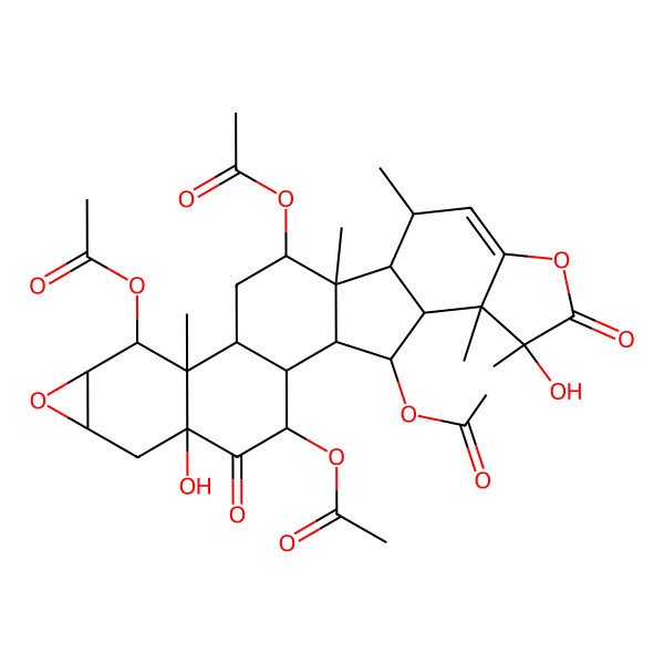 2D Structure of [(1S,2R,3R,7S,9S,10R,11S,12S,14S,15R,16S,17S,22S,23S,24S,25R)-3,10,25-triacetyloxy-5,22-dihydroxy-11,15,17,22,23-pentamethyl-4,21-dioxo-8,20-dioxaheptacyclo[13.10.0.02,12.05,11.07,9.016,24.019,23]pentacos-18-en-14-yl] acetate
