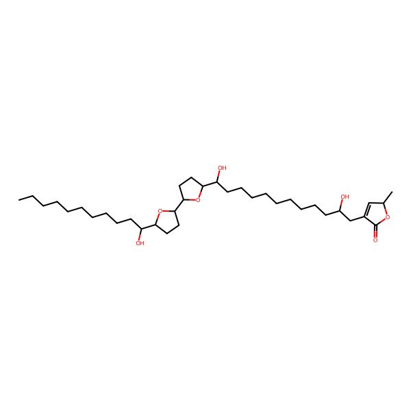 2D Structure of 4-[(12R)-2,12-dihydroxy-12-[(2S,5S)-5-[(2S,5S)-5-[(1R)-1-hydroxyundecyl]oxolan-2-yl]oxolan-2-yl]dodecyl]-2-methyl-2H-furan-5-one