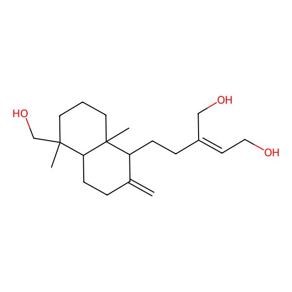 2D Structure of (Z)-2-[2-[(1R,4aS,5R,8aS)-5-(hydroxymethyl)-5,8a-dimethyl-2-methylidene-3,4,4a,6,7,8-hexahydro-1H-naphthalen-1-yl]ethyl]but-2-ene-1,4-diol