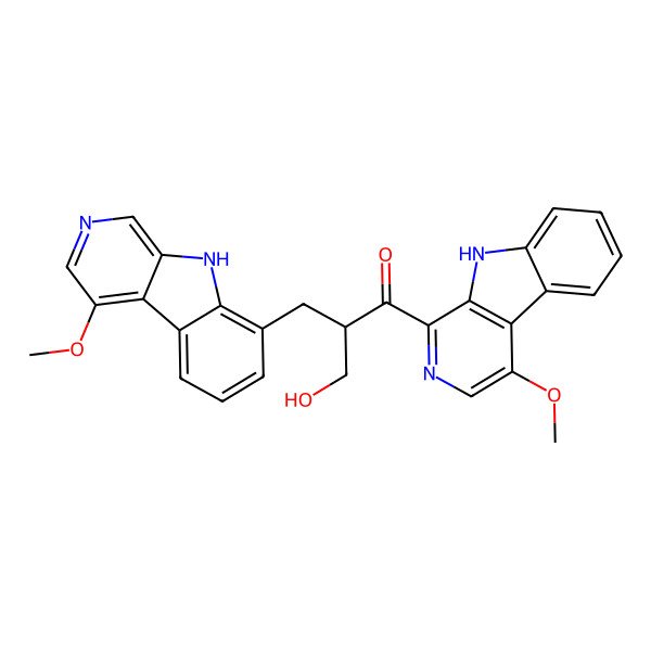 2D Structure of 2-(hydroxymethyl)-1-(4-methoxy-9H-pyrido[3,4-b]indol-1-yl)-3-(4-methoxy-9H-pyrido[3,4-b]indol-8-yl)propan-1-one