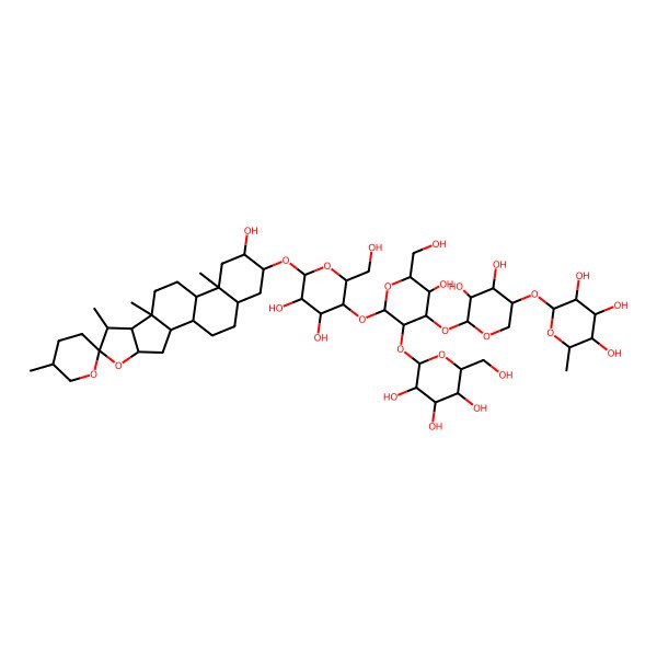 2D Structure of (25R)-3beta-[4-O-[2-O-beta-D-Glucopyranosyl-3-O-(4-O-alpha-L-rhamnopyranosyl-beta-D-xylopyranosyl)-beta-D-glucopyranosyl]-beta-D-galactopyranosyloxy]-5alpha-spirostan-2alpha-ol